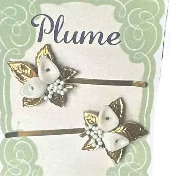 Romantic Floral Hair Pins Set Vintage Jewelry Bridal Winter Gift Coquette Girl - Picture 2 of 6
